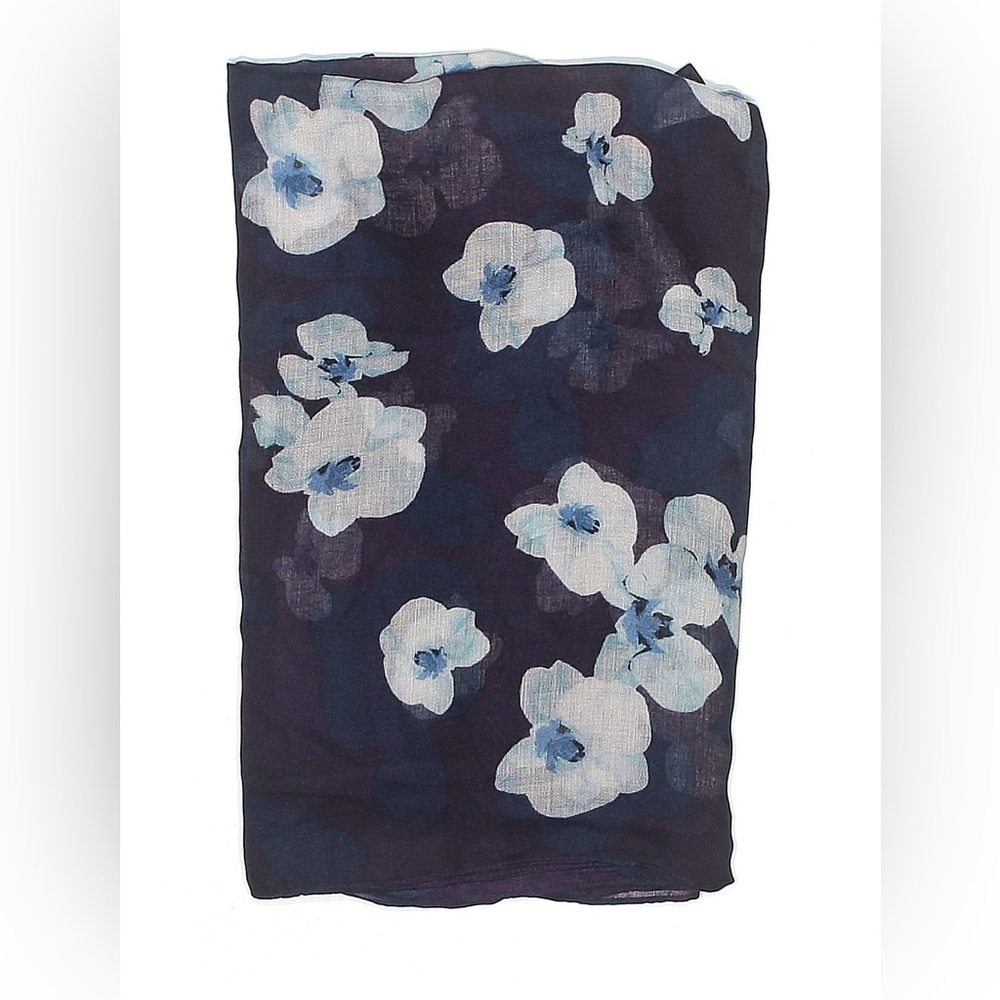 Banana Republic Floral Navy Blue & Purple Scarf - Picture 2 of 2